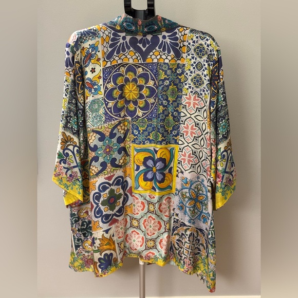 Johnny Was Silk Kimono Topper Jacket Reversible Multi Color Size 1X - Picture 5 of 15